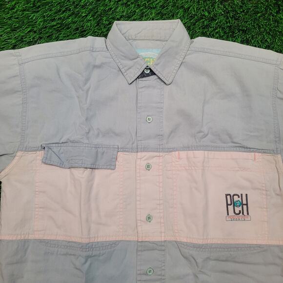 VTG 90s PCH Pacific Coast Highway Boxy Fit Color Block Shirt Mens M Oversized - Picture 2 of 9